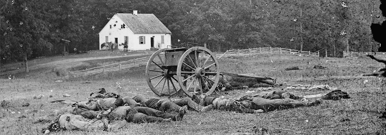 This is an image depicting casualties on the Antietam battlefield. 