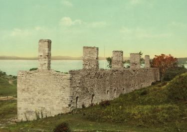 A colored photograph of the ruins of Crown Point